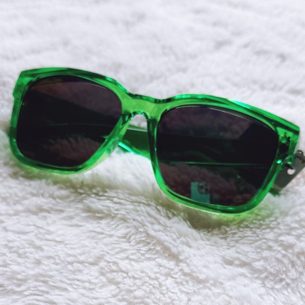Cerise Bright Green Mirrored Sunglasses